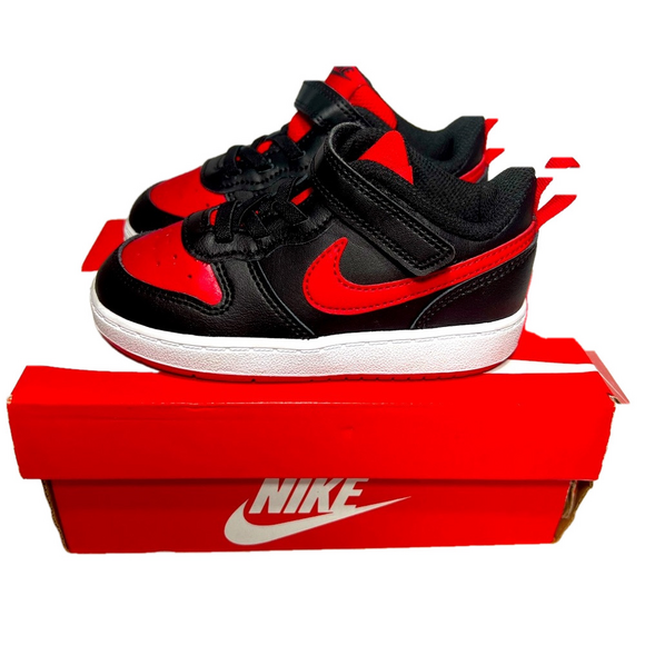 Nike Court Borough Low Toddler Kids Sneaker Shoes Black and Red